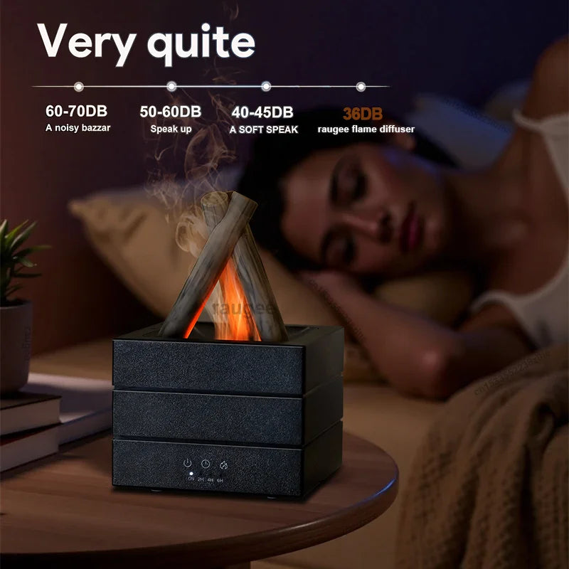 Air Aroma Humidifier Mini Bonfire Flame Fragrance Essential Oils Diffuser for Home Air Humidifier with Remote Control and Lights