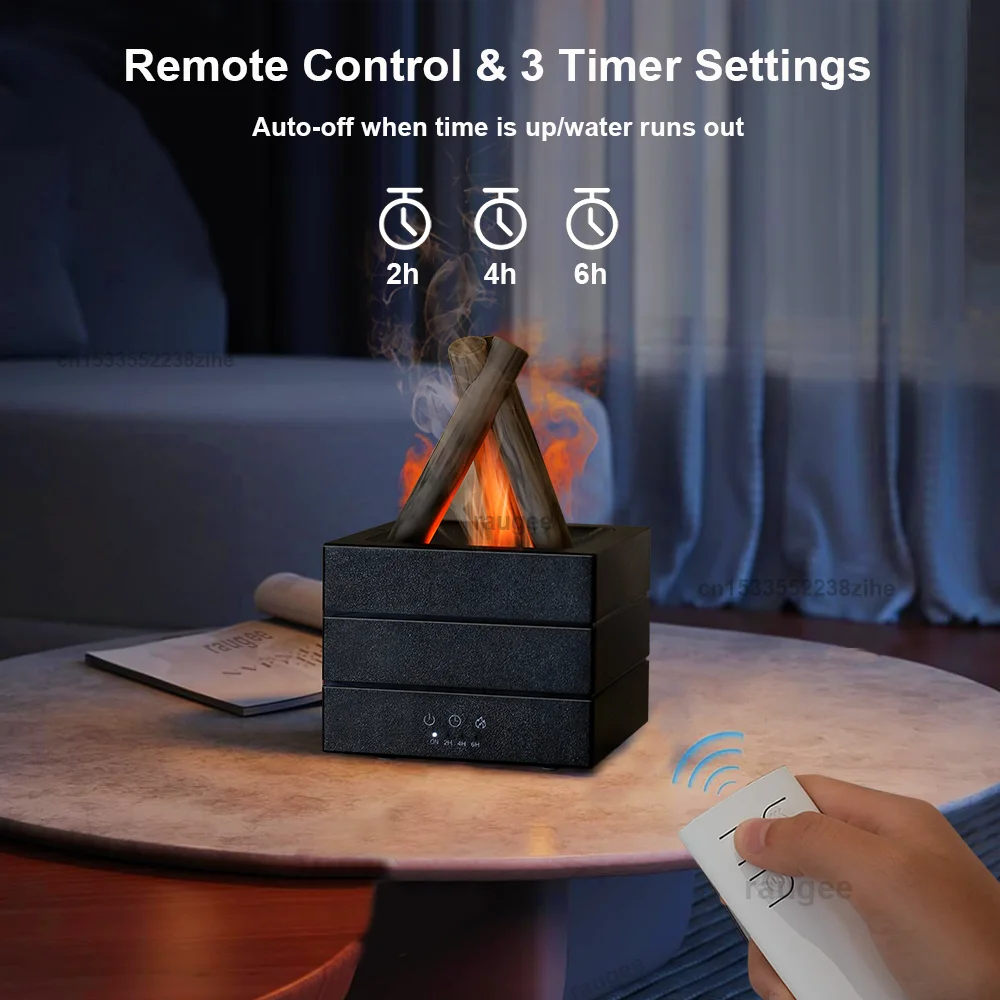 Air Aroma Humidifier Mini Bonfire Flame Fragrance Essential Oils Diffuser for Home Air Humidifier with Remote Control and Lights